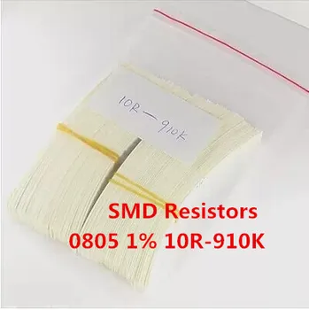 0805 SMD Rezistory 10R-910 1%,1/8W ,80valuesX25pcs=2000pcs, 0805 SMD Rezistory Najrôznejších Auta, Vzorky taška