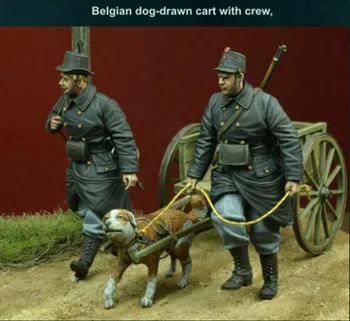 1/35 Belgického Psa-ťahané Košík s Posádok Živice obrázok Modelu súpravy Miniatúrne gk Unassembly Nevyfarbené