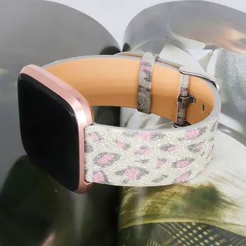 Móda Bežné Muži Ženy Watchband Pin Pracky Bling Star Lesk Kožené Šnúrky Na Zápästie Remienok Hodiniek Pásmo Pre Fitbit Versa Lite