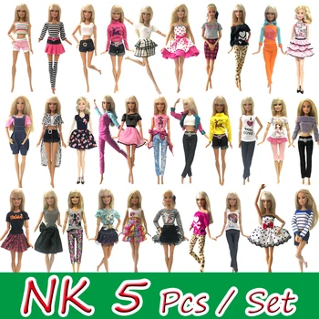 NK 5 Ks/Sada Mix Bábika Šaty Krásne Handmade Strany Oblečenie Top Módne Oblečenie Pre Barbie Ušľachtilý Bábika Najlepšie Dieťa Dievčatá'Gift JJ