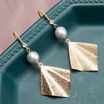 Sinya Šedá perly hoop náušnice vysoký lesk módny dizajn, šperky pre ženy, najlepší darček pre Nový rok