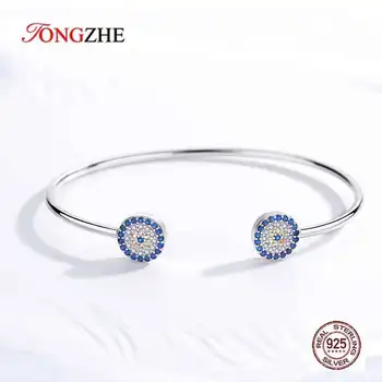 TONGZHE 925 Sterling Silver Zlým Okom Bangles & Náramok Blue Eye Dizajnér Náramkov pre Ženy, Luxusné Had Reťazca Turecko Šperky