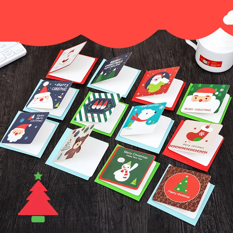 144 KS Vianočné Cartoon Snehuliak Santa Claus Vďakyvzdania Papier Darčekové Karty Vianočné Pohľadnice Strany Pohľadnica Obálky