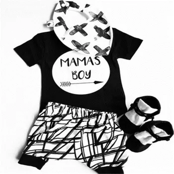0-24 Mesiacov Baby Chlapci Oblečenie Set Black List Tlač Tričko Pre Chlapcov, Biele Pruhované Nohavice Legíny Detské Chlapčenské Oblečenie Novorodenca Nastaviť