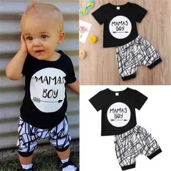 0-24 Mesiacov Baby Chlapci Oblečenie Set Black List Tlač Tričko Pre Chlapcov, Biele Pruhované Nohavice Legíny Detské Chlapčenské Oblečenie Novorodenca Nastaviť