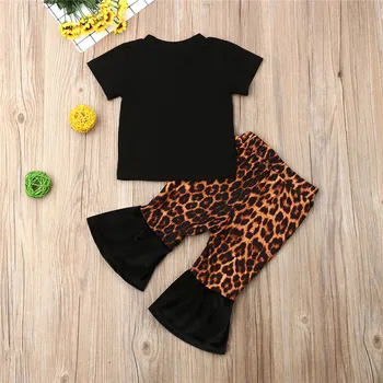 0-2Y Sladké Novonarodené Deti Baby Girl Šaty Nastaviť Drzý T-Shirt Topy Leopard Prúžok Dlhé Nohavice, Oblečenie, Módne Letné Detské Oblečenie