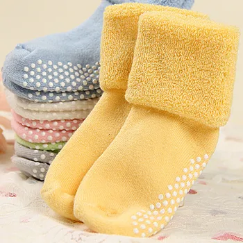 0-3 rokov Starý Bavlna Baby Ponožky Jeseň a v Zime Hrubé Froté Baby Ponožky jednofarebné Ponožky pre Deti detský 10Pairs/veľa