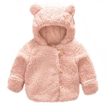 0-3y Dieťa Dievča Oblečenie na Jeseň Zimné Móda Farbou Detská Bunda Dojčatá Chlapca s Kapucňou Plyšový Medveď Coats Deti Teplé vrchné oblečenie