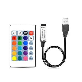 0,5 M / 1M Kábel USB Led Pásy, RGB Osvetlenie USB IR Diaľkového ovládača, 5V 24 Tlačidlo Diaľkového ovládania Pre Multi-Colour RGB LED Pásy svetla