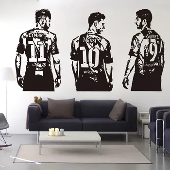 1-10pcs PVC Nepremokavé MSN Futbalovej Hviezdy Messi Suarez Neymar Stenu, Nálepky, Bar, Reštaurácia, Domáce Dekorácie nástenná maľba na Stenu-Nálepky