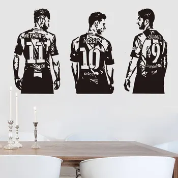 1-10pcs PVC Nepremokavé MSN Futbalovej Hviezdy Messi Suarez Neymar Stenu, Nálepky, Bar, Reštaurácia, Domáce Dekorácie nástenná maľba na Stenu-Nálepky