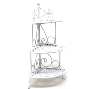1/12 Metal Art Miniatúrne Mini Trojuholník Kvetina Stand Deti Hračky, Nábytok, Biela 97mm Pre Deti Dollhouses Model Príslušenstvo