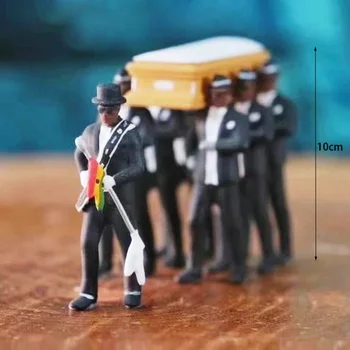 1/18 Ghana Pohrebu Rakva Tanec Pallbearer Tím Model 10 cm Černosi Vykonávať Truhlou PVC Akcie Obrázok Zbierať Hračky