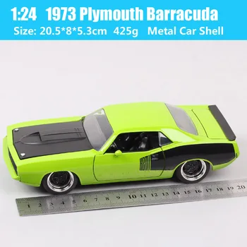1/24 Rozsahu Vintage Jada 1973 Plymouth Barracuda Diecast Hračka Vozidla Kovové Pony Auto Svalov Pretekárske Auto Model Hobby, Zberateľstvo