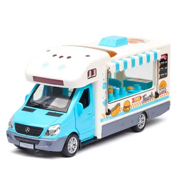 1:32 Simulácia Zábavného Potravín Truck Jedálenský Auto Play Dom S Hlasovým Vysielanie Zliatiny detské Hračky Model Auta, Dekorácie, Darčeky