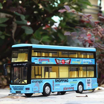 1:36 Detí double-decker bus model zliatiny simulácia modelu auta hlas stanice autobus vrátiť vozidlo zvuk-optické kyvadlo hračka bus