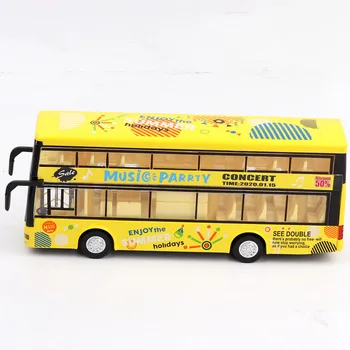 1:36 Detí double-decker bus model zliatiny simulácia modelu auta hlas stanice autobus vrátiť vozidlo zvuk-optické kyvadlo hračka bus
