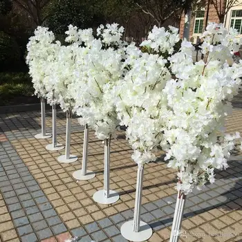 1,5 M 5feet Výška biele Umelé Čerešňový Kvet Stromu Roman Stĺpec Cesta Vedie Na Svadobné Centrum Otvorené Rekvizity