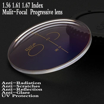 1.56 1.61 1.67 Index Multi-Focal Progresívne Asférické Optické Šošovky na Predpis Krátkozrakosť Presbyopia Recept Okuliare, Šošovky FT0004