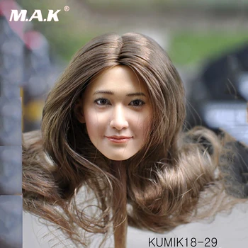 1/6 rozsahu KUMIK KM18-29 ženy dievča, žena, sexi mladá dáma kadere vlasov hlavu sculpt Ázia dievča headplay model pre 12