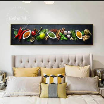 1 Ks Veľký Múr Umenia Plagáty Pre Kuchyňa Domova Rôznych Bylín A Korenín HD Vytlačiť Plátno Olej Reštaurácia Maľovanie