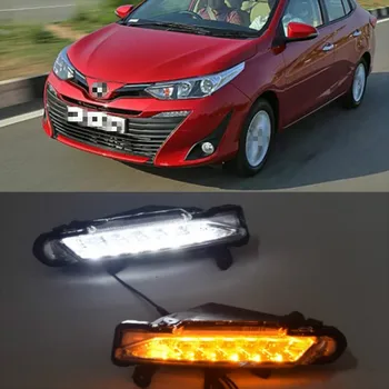 1 Pár DLR LED Auto Denných prevádzkových Svetla Denné svetlo jazdy žltá zase Hmlové svietidlo Pre Toyota Yaris 2017 2018 2019