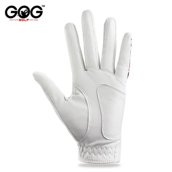1 Pár GOG Golfové Rukavice Originálne Kožené & Farebný Vzor Lycra ľavá + pravá ruka mäkká športy nové rukavice pre ženy lady dievčatá