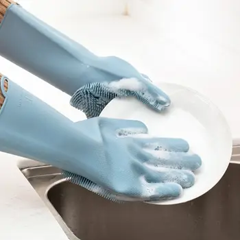 1 pár magic silikónové riady so štetcom jedlo huba huba drhnutie rukavice kuchyňa čistenie