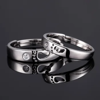 1 Pár Čistého Striebra 925 Prstene Pre Mužov, Ženy AAA Zirconia Nohy Zásnubný Prsteň S Kameňom Kapely Svadobné Svadobné Šperky Bijoux