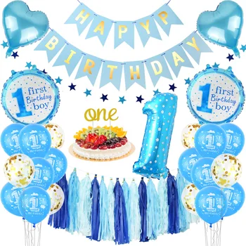 1 rok staré výročie detská narodeninová párty dekorácie chlapec dievča strapec banner party dekorácie baby sprcha hrať konfety balón