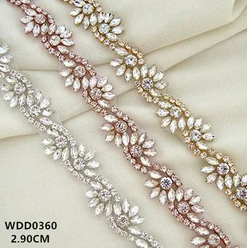 ( 1 yard) Drahokamu svadobné pás svadobné výbava gold diamante svadobné šaty pás crystal svadobné krídla pre svadobné šaty WDD0360