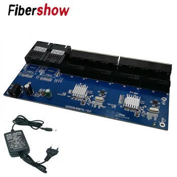 10/100/1000M, Gigabit Ethernet switch Optických Médií Converter PCBA 8 RJ45 UTP a 2 SC fiber Port Doske PCB 3KM 6 kusov