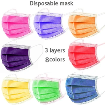 10-100ks Disposable Non-tkané 3-vrstvový Filter, Maska, Fialová, Oranžová, Ovocie, Zelená Úst Tvár Masku pre Dospelých Priedušná Multicolor Maska
