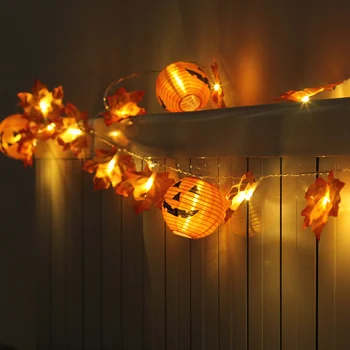 10/20 LED Tekvica Javory Leaf Garland String Svetlá Halloween 3D Pumpkin Svetlá pre Halloween DTT88