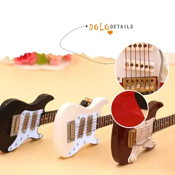 10 cm Miniatúrne Elektrická Gitara Replika s Rámček Stojan Hudobný Nástroj Model