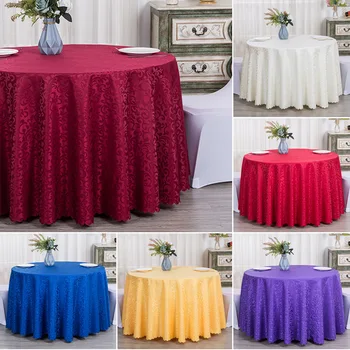 10-farebný Obrus Módny Vzor Reštaurácia Hotel Banquet Okrúhly Stôl Biely Umývateľný Znečistený Olej-odolná Obrus