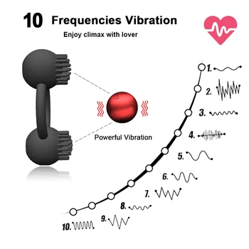 10 Frekvencia Silikónový Vibračný Penis Krúžok Bezdrôtové Diaľkové Ovládanie Kefa Stimuluje Rezonancie Muž Masturbácia Krúžky Na Penis