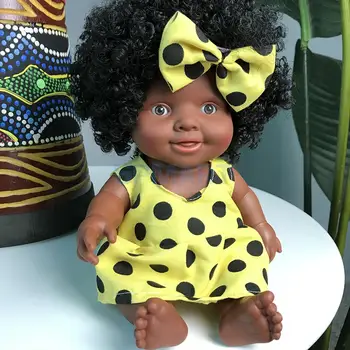 10 inch Realistické Reborn Bábiky African American Dieťa Dievča Bábiku Sebe Kvetinové Šaty & Bowknot Headdress Vianoce, Narodeninové Darčeky