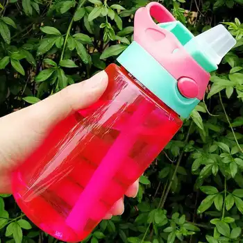 10 ks 5 Color 500 ml Fľaša na Vodu Deti S Slamy Plastových Fliaš Vody Pre Deti Fľaše BPA Zadarmo Športové Fľaše Školy Drinkware
