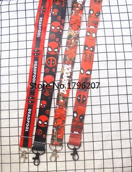 10 KS Cartoon Deadpool Krk ozdobná šnúrka na uniforme Mobilný Telefón zobrazili kľúčové tlačidlá Tlačidlo Reťazca ID Odznak kľúčenky A-105