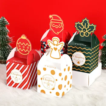 10 ks Nový Rok Xmas Gift Box Deti Narodeniny Láskavosti Box Balenie Cukroviniek Boxy Noel Navidad Strana navrhne štedrý deň Apple Boxy
