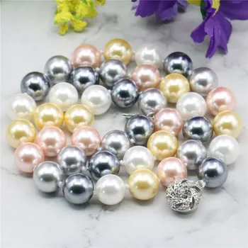 10 mm Multicolor South Sea Shell Perly Náhrdelník Šperky Robiť Dizajn Lano, Reťaz Náhrdelník Pearl Guľôčky z Prírodného Kameňa Kvet Spona