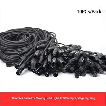 10 Pack Kovové DMX Kábel 3.2 ft/1m 3Pin Signál XLR DMX512 Mužov a Žien Konektor Kábla Pre Pohyblivé hlavy Fáze Par Svetla