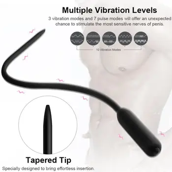 10 Režimy močovej trubice Dilator Vibrácií Hladké Spermií Zátka Stimuluje Uretrálne Masér Upozorňuje Masturbator pre Mužov