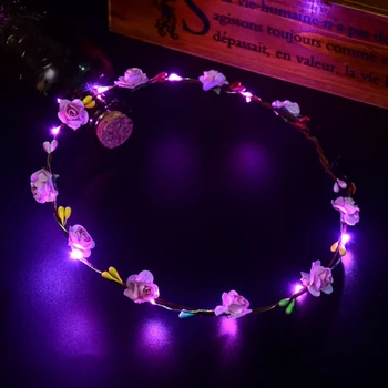 10 Žiariace Garland Svadobné Party Korunu Kvetu hlavový most Svetla LED Vianočné Svetelné Vlasy Garland Hairband
