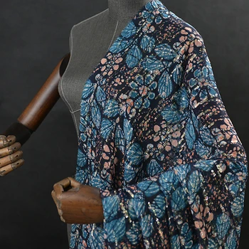 100 cm*135 cm Ročník Silk Gázy Zlato Žakárové Hodvábny Šifón Georgette Textílie Motýľ Modrý