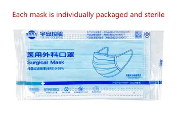 100 ks Jednotlivo zabalená sterilné Zdravotnícke Chirurgické Masky etylénoxidu sterilizácia Anti-Bakteriálne Maska 3 Vrstvy Ochranné