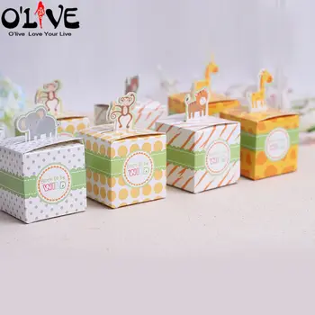 100 Ks Roztomilý Zvierat Darčeková Taška Candy Box Papier Baby Sprcha Narodeniny Party Láskavosti Bonbonniere Krst Cukru Dekorácie Deti