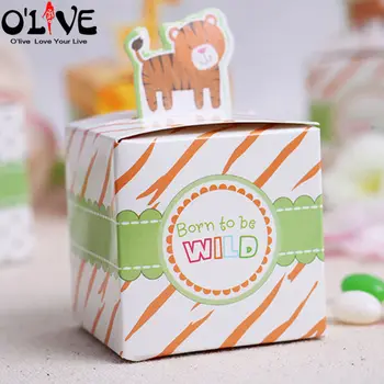 100 Ks Roztomilý Zvierat Darčeková Taška Candy Box Papier Baby Sprcha Narodeniny Party Láskavosti Bonbonniere Krst Cukru Dekorácie Deti