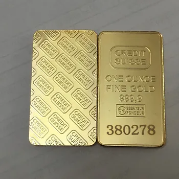 100 ks Žiadne magnetické Úverový trh so zlatom a bar 1 OZ pozlátené ingot odznak 50 mm x 28 mm mince s Rôznymi sériové číslo